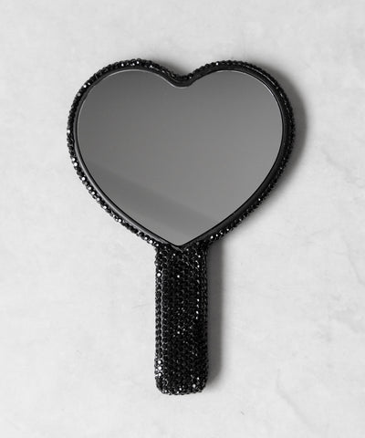 ラインストーンブラックハートハンドミラー / rhinestone black heart hand mirror