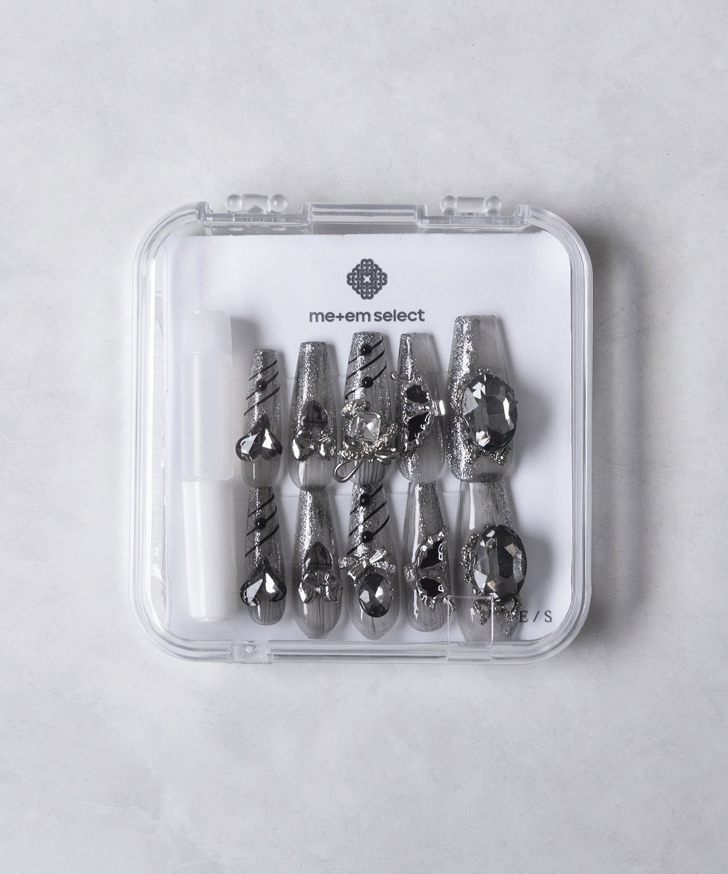 ビジューストーングリッターシアーネイルチップ / bijou stone glitter sheer nail tips