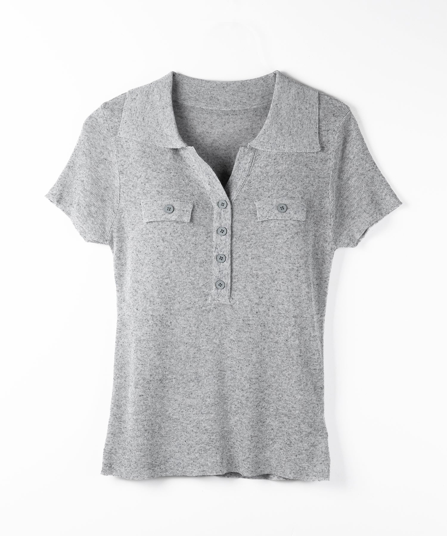スキッパーボタンロングシアーニットトップス / skipper button long sheer knit tops