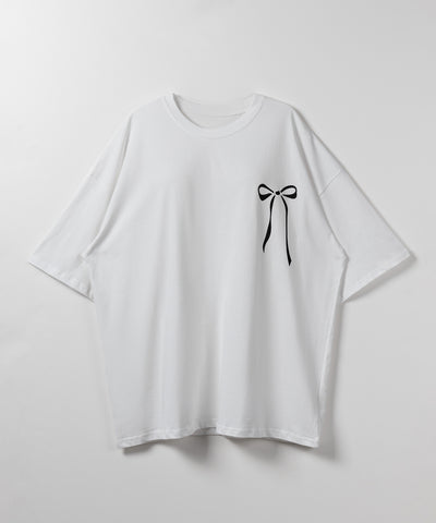 半袖リボンプリントバレエコアビッグTシャツ / short sleeve ribbon print ballet core big Tee