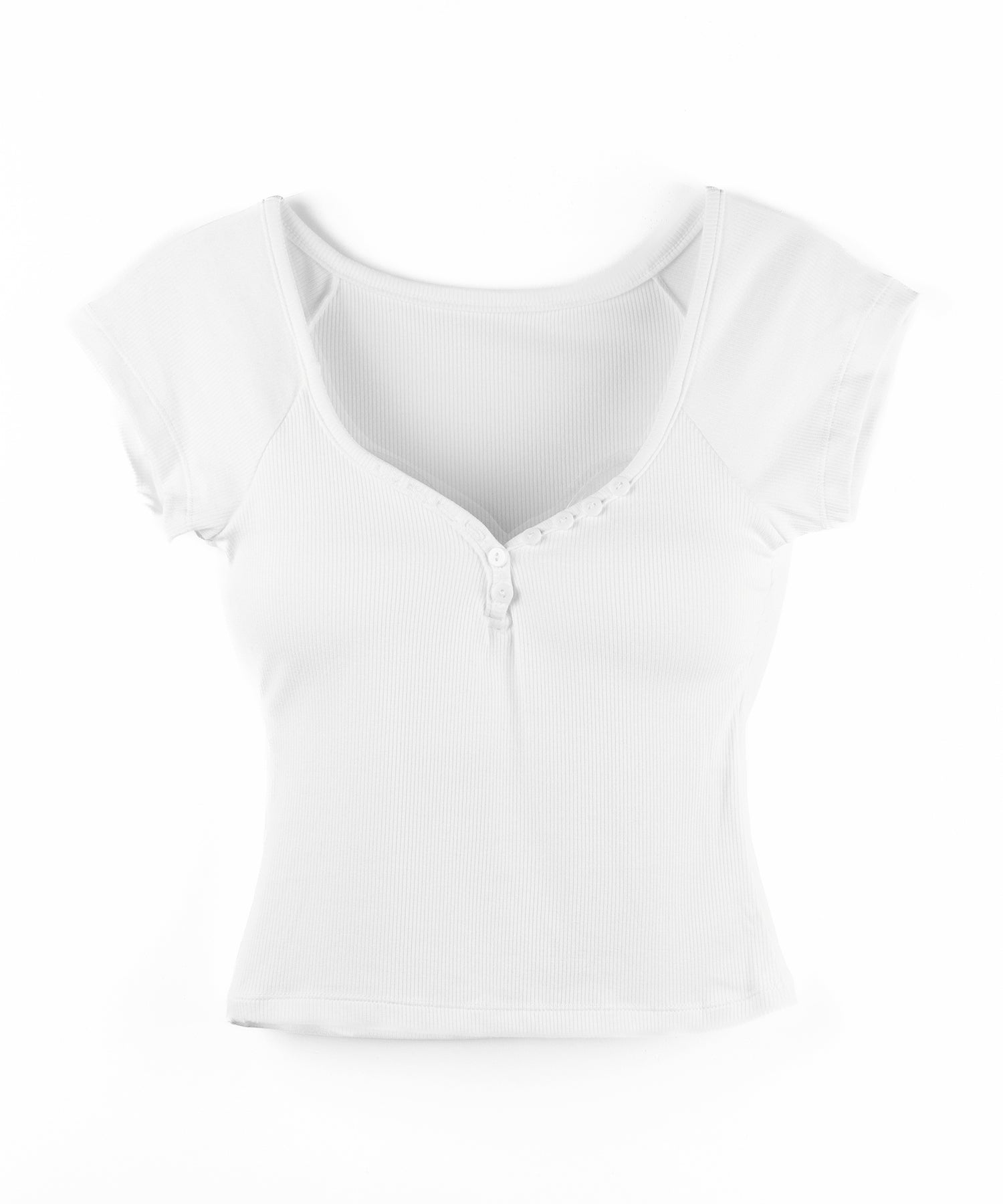 【 3color 】ミニボタンヘンリーネック半袖チビTシャツ / mini button Henley neck short sleeve chibi T-shirt