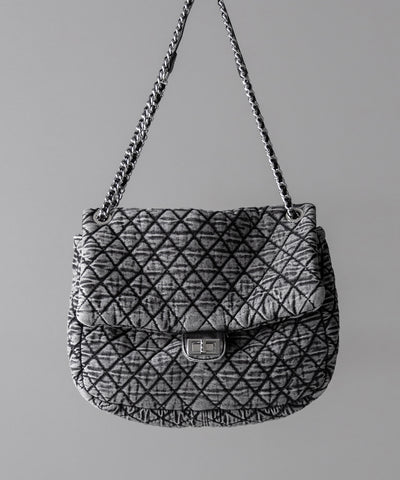 ヴィンテージブラックデニムキルティングショルダーバッグ / vintage black denim quilting shoulder bag