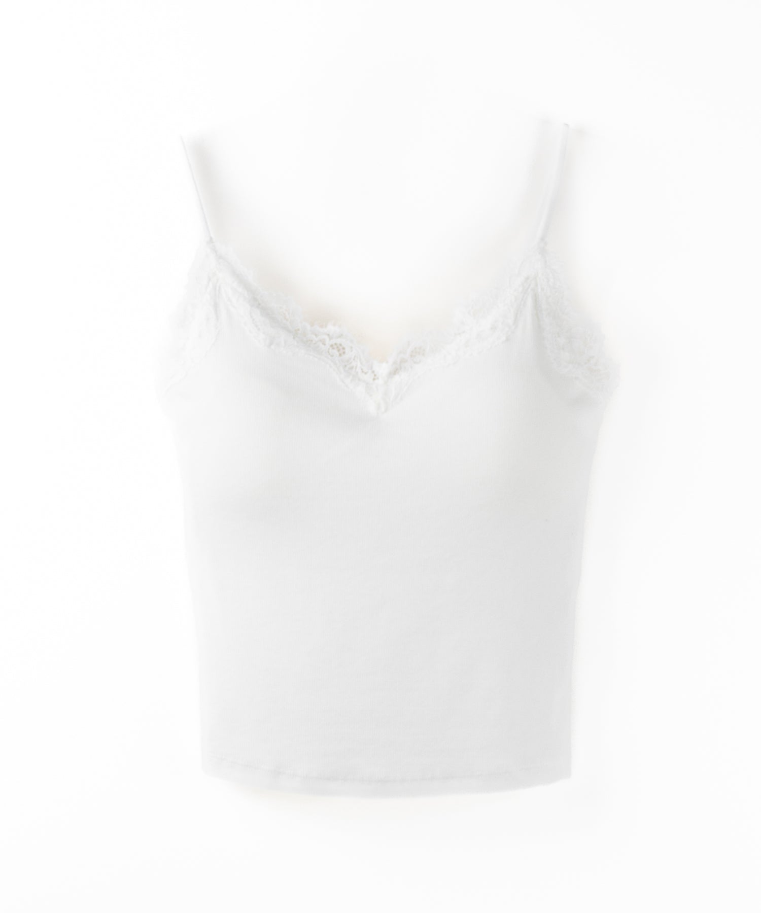 【 カップ付 】レースドッキングリブキャミソール /lace docking ribbed camisole