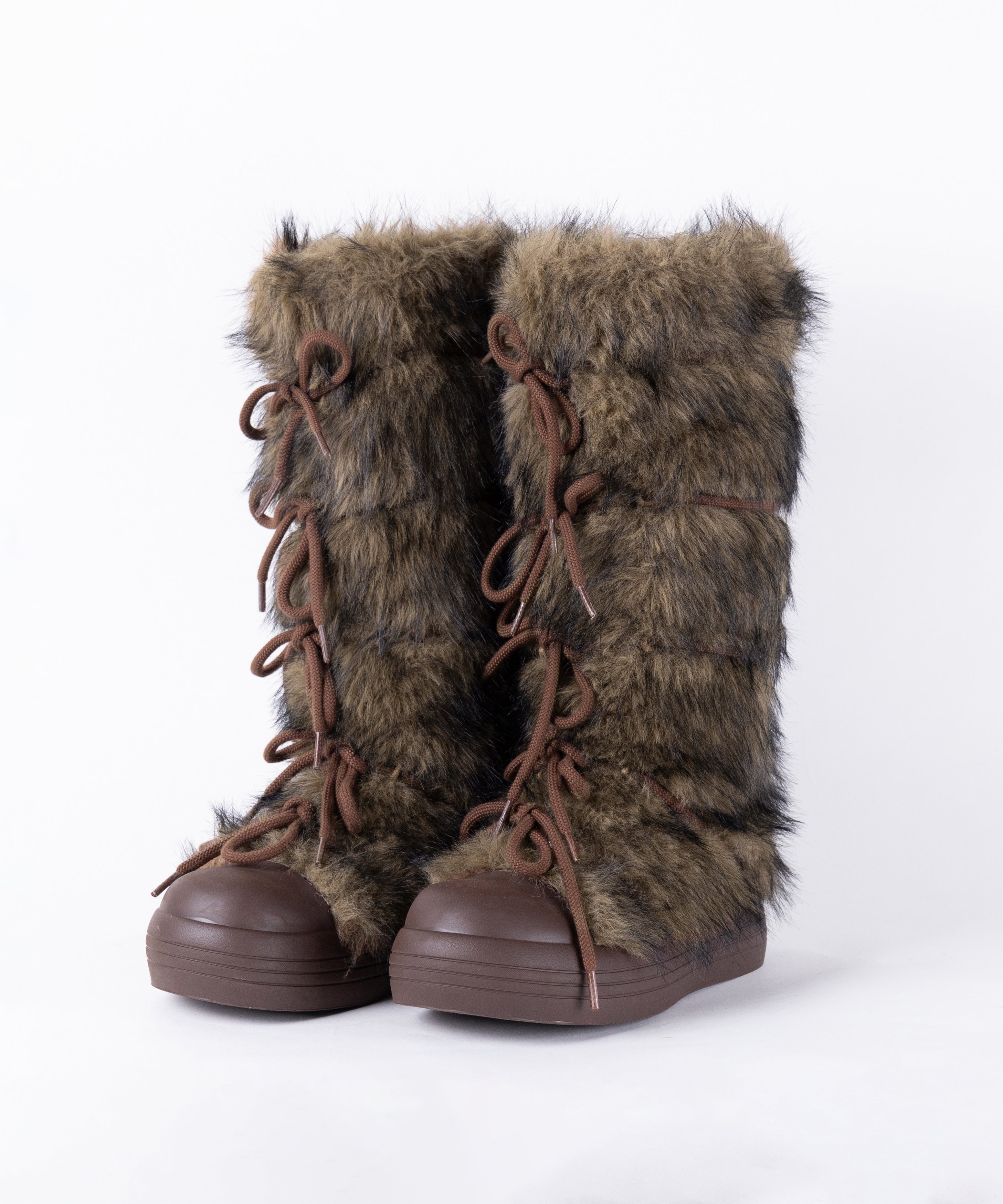 ボリュームフェイクファーレースアップロングブーツ / volume fake fur laceup long boots