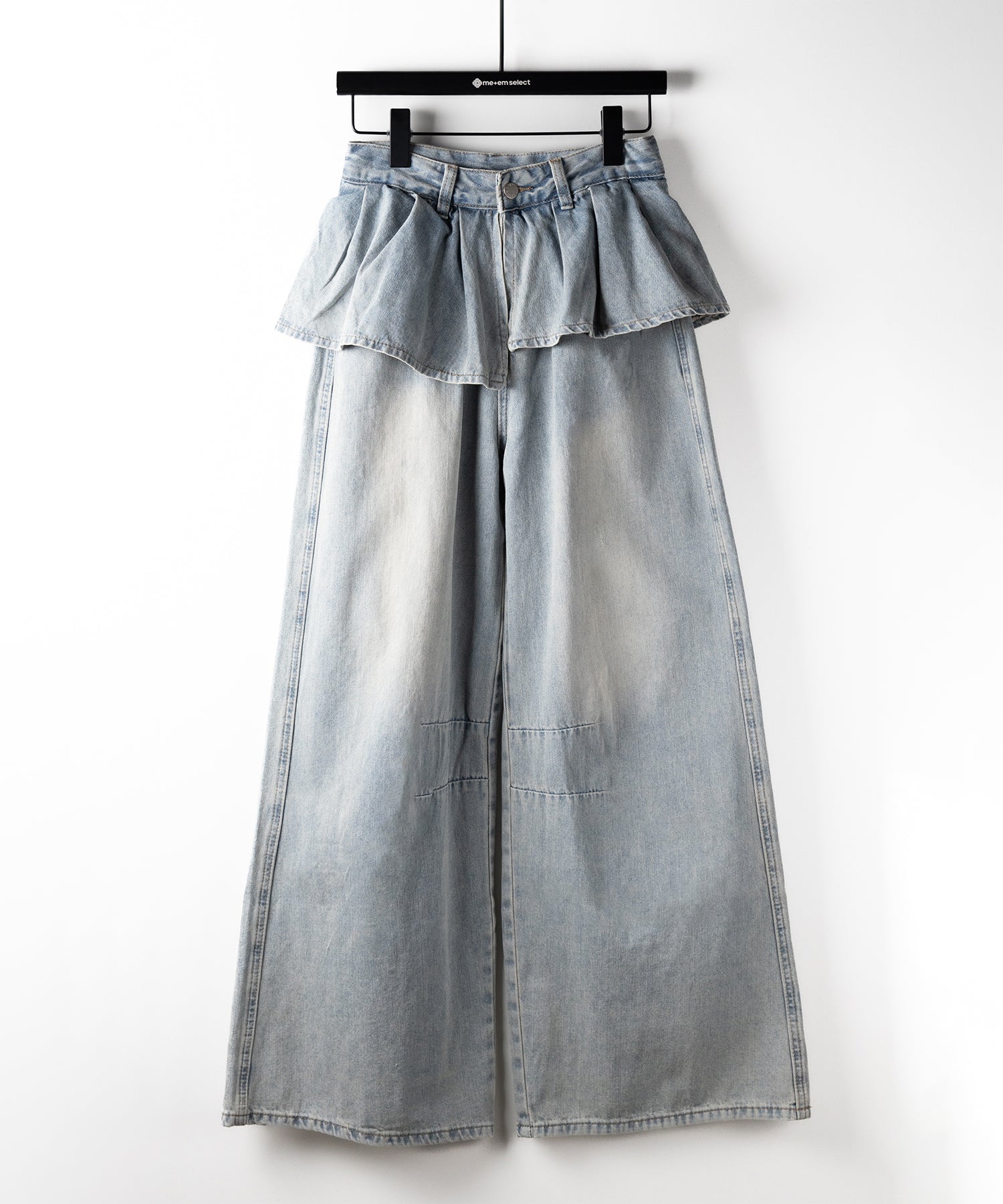 【 2color / 4size 】フリルドッキングレイヤードヴィンテージワイドデニム / frll docking layered vintage wide denim