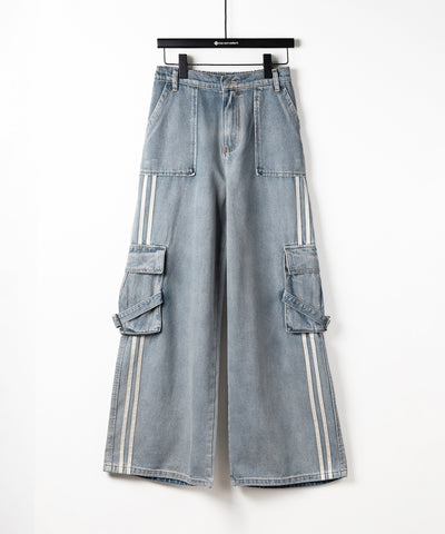 サイドラインストレートカーゴデニムパンツ / sideline straight cargo denim pants