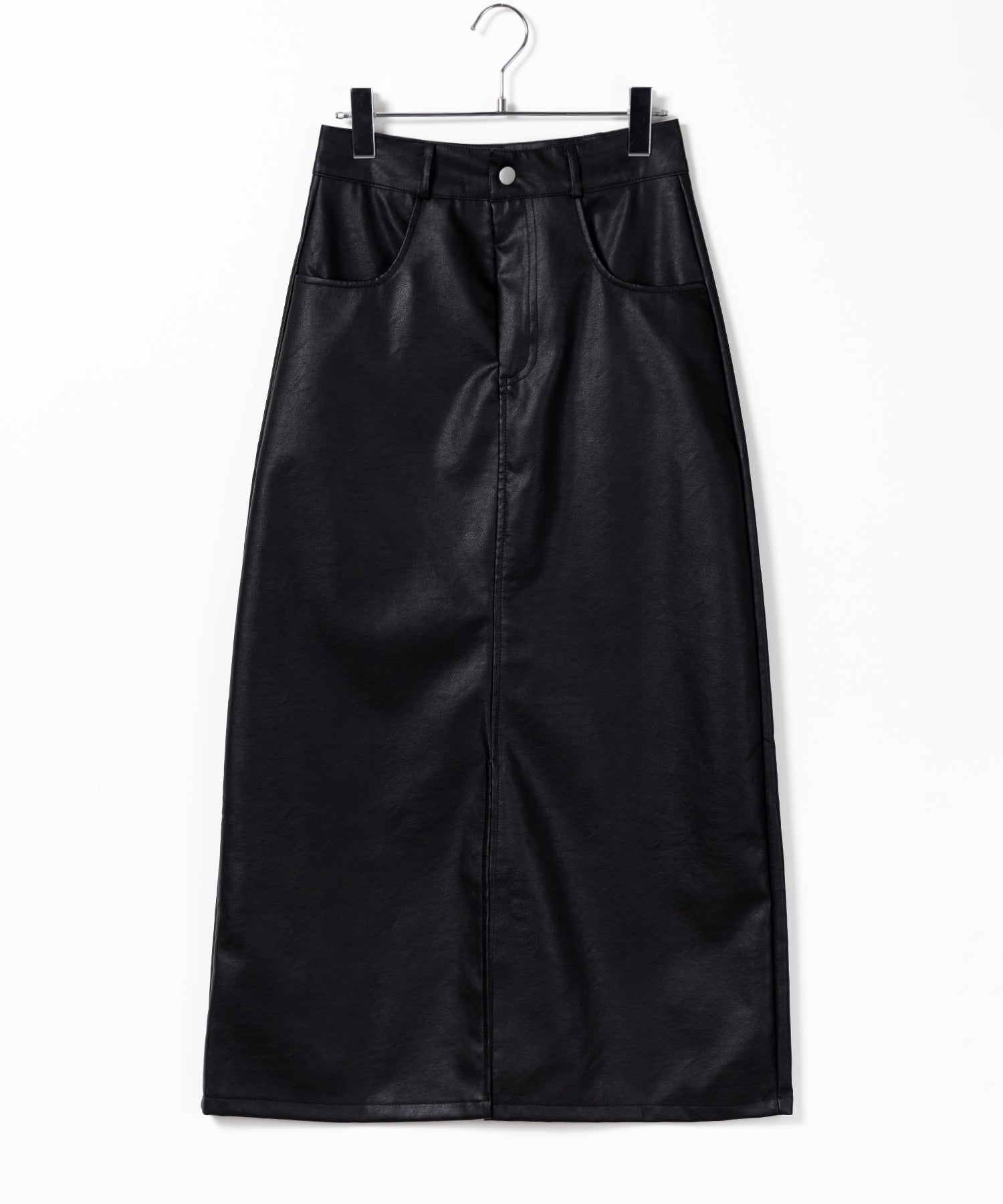 【 3color / 3size 】フロントスリットヴィンテージフェイクレザースカート