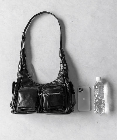 ダブルジップアウトポケットヴィンテージボストンショルダーバッグ / double zip out pocket vintage boston shoulder bag