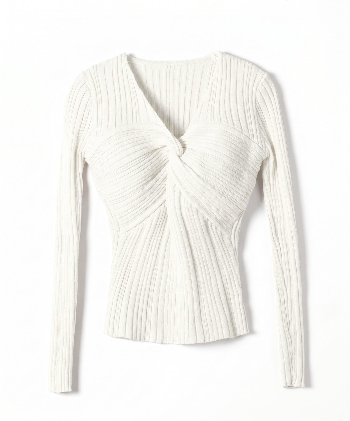 Ⅴネックツイストリブニットトップス / V-neck twisted rib knit tops