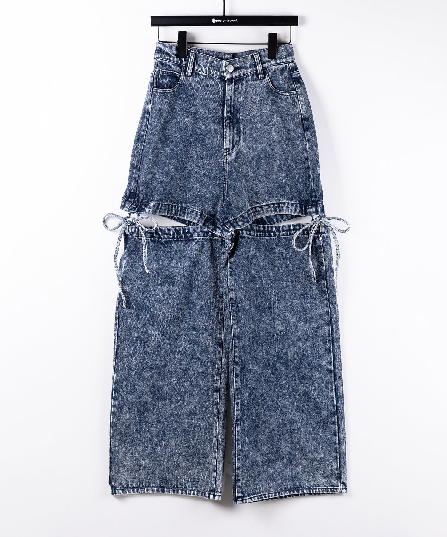 【 セットアップ着用可能 】2WAYヴィンテージケミカルブリーチカットアウトリボンデニム / 2WAY vintage chemical bleach cutout ribbon denim