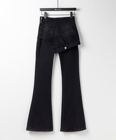 レイヤードウエストヴィンテージフレアデニム /layered waist vintage flare denim