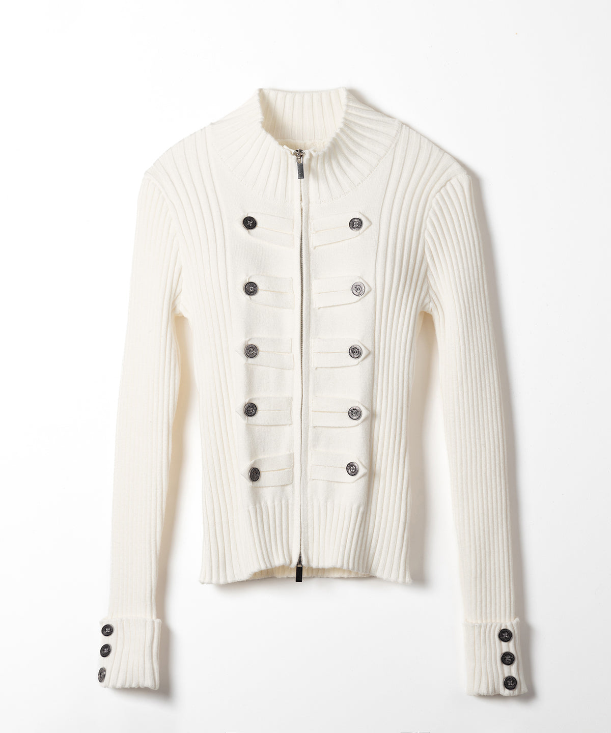 ナポレオンジップアップスリムリブニットカーディガン / Napoleon zipup slim rib knit cardigan