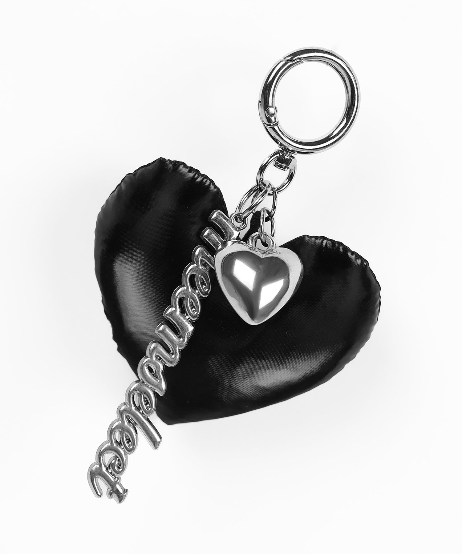 メタルロゴブラックハートチャーム / Metal logo black heart charm