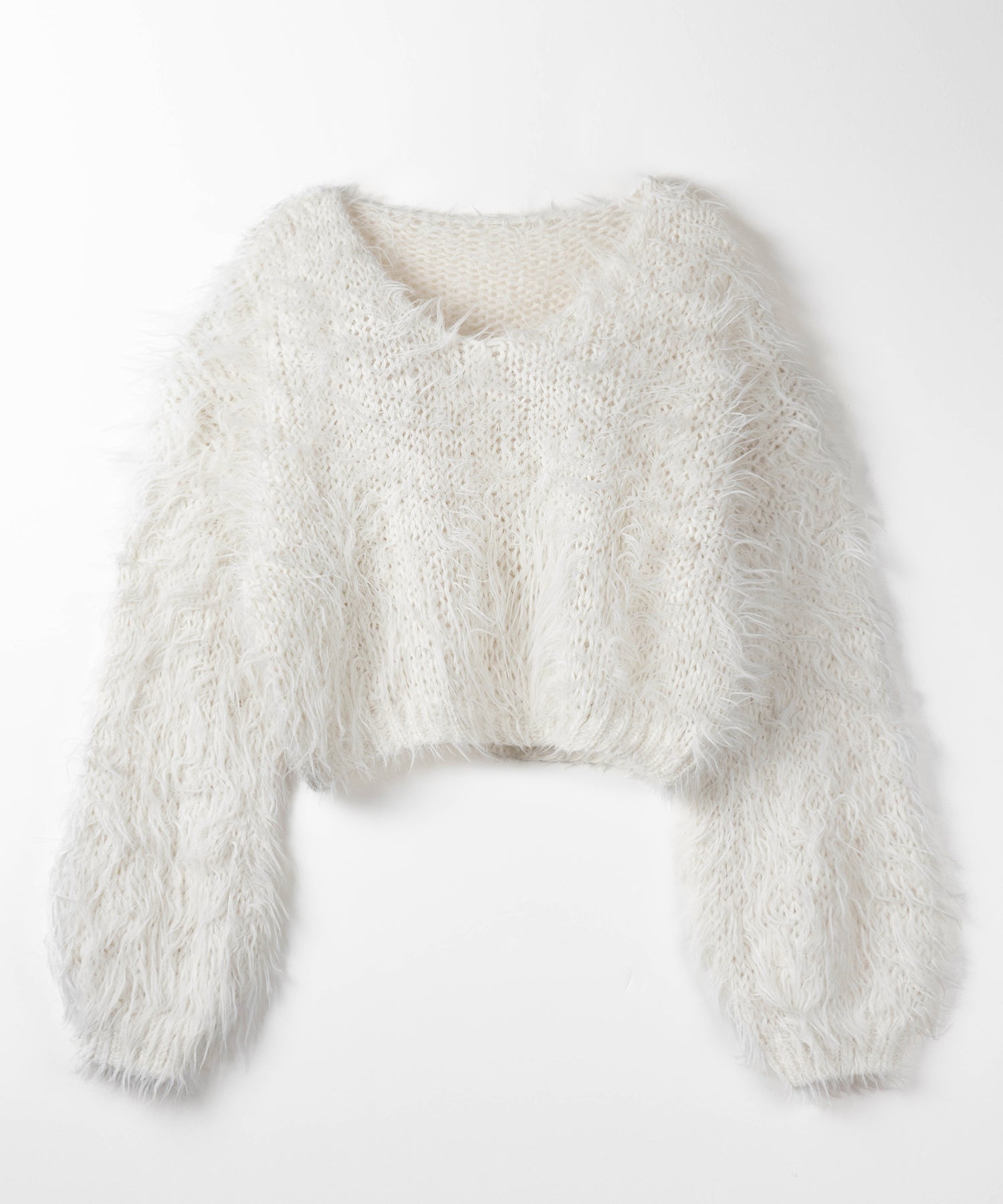 【 選べる6色展開 】フラッフィーシャギールーズショートニット / fluffy shaggy loose short knit
