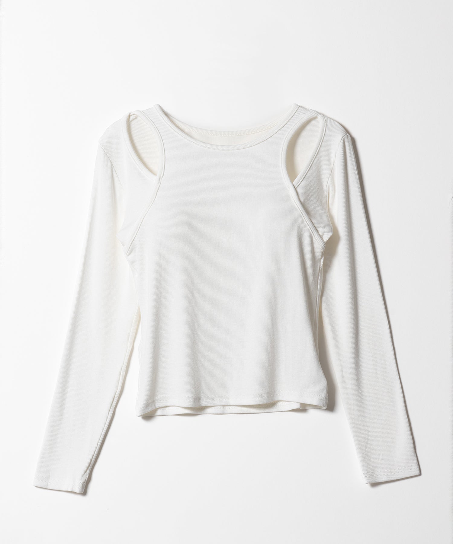 【 3color 】カットアウトスリムリブトップス