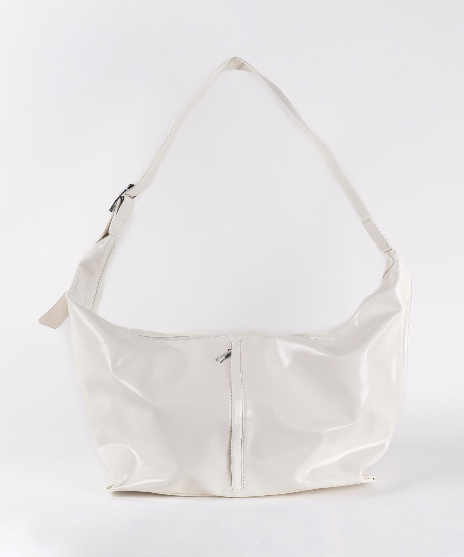 【 大容量 】フェイクレザーワイドストラップビッグショルダーボディバッグ /fake leather wide strap big shoulder body bag