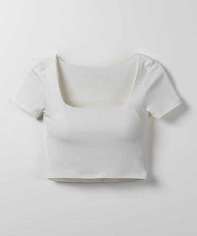 【 カップ付き 】スクエアネックショートちびTシャツ