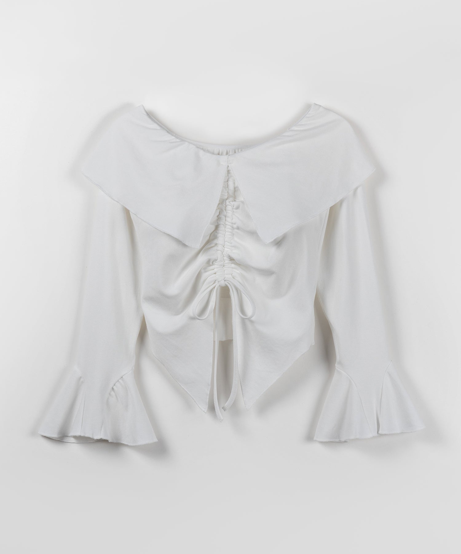 シャーリングフロントスリットオフショルトップス / shirring front slit offshoulder tops