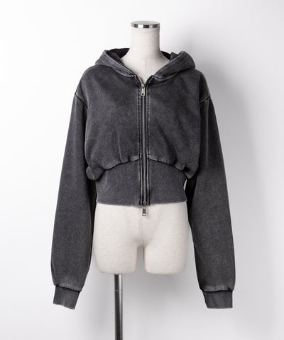 【 セットアップ 】ピグメントヴィンテージショートパーカー + ワイドパンツ SET / pigment vintage short hoodie + wide pants SET