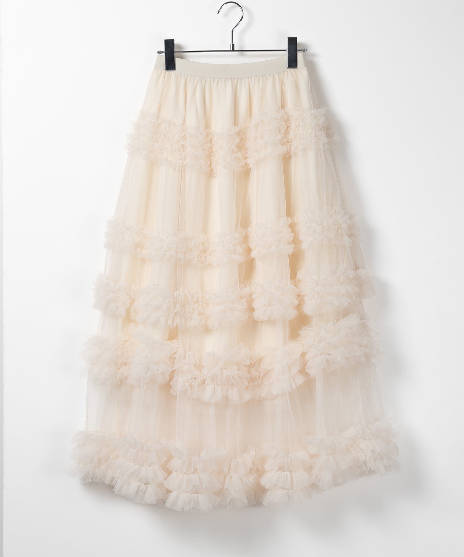 シアーフリルレイヤードボリュームチュールスカート