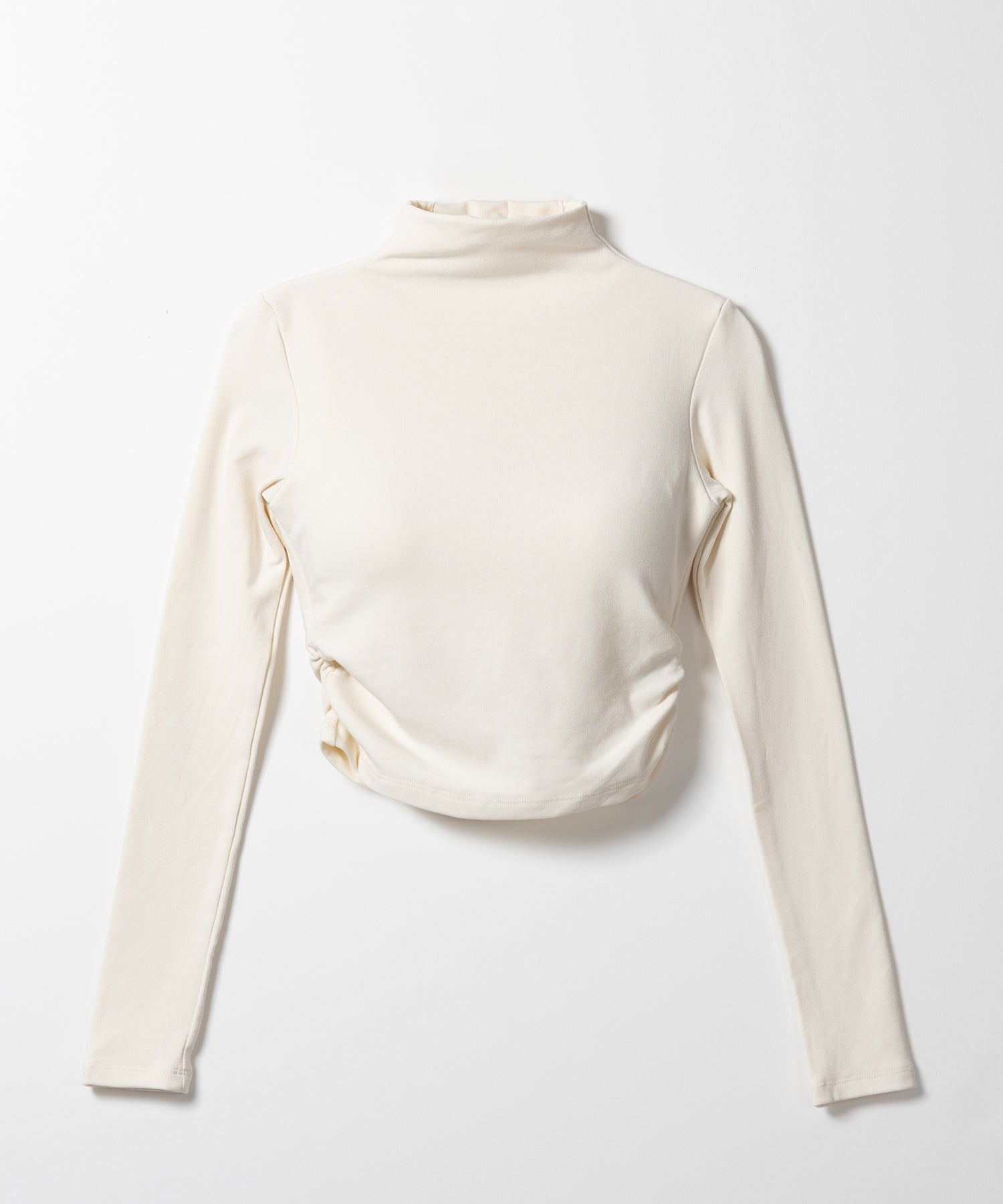 【 カップ付き / 裏起毛 】プチハイネックシャーリングショートカットソートップス