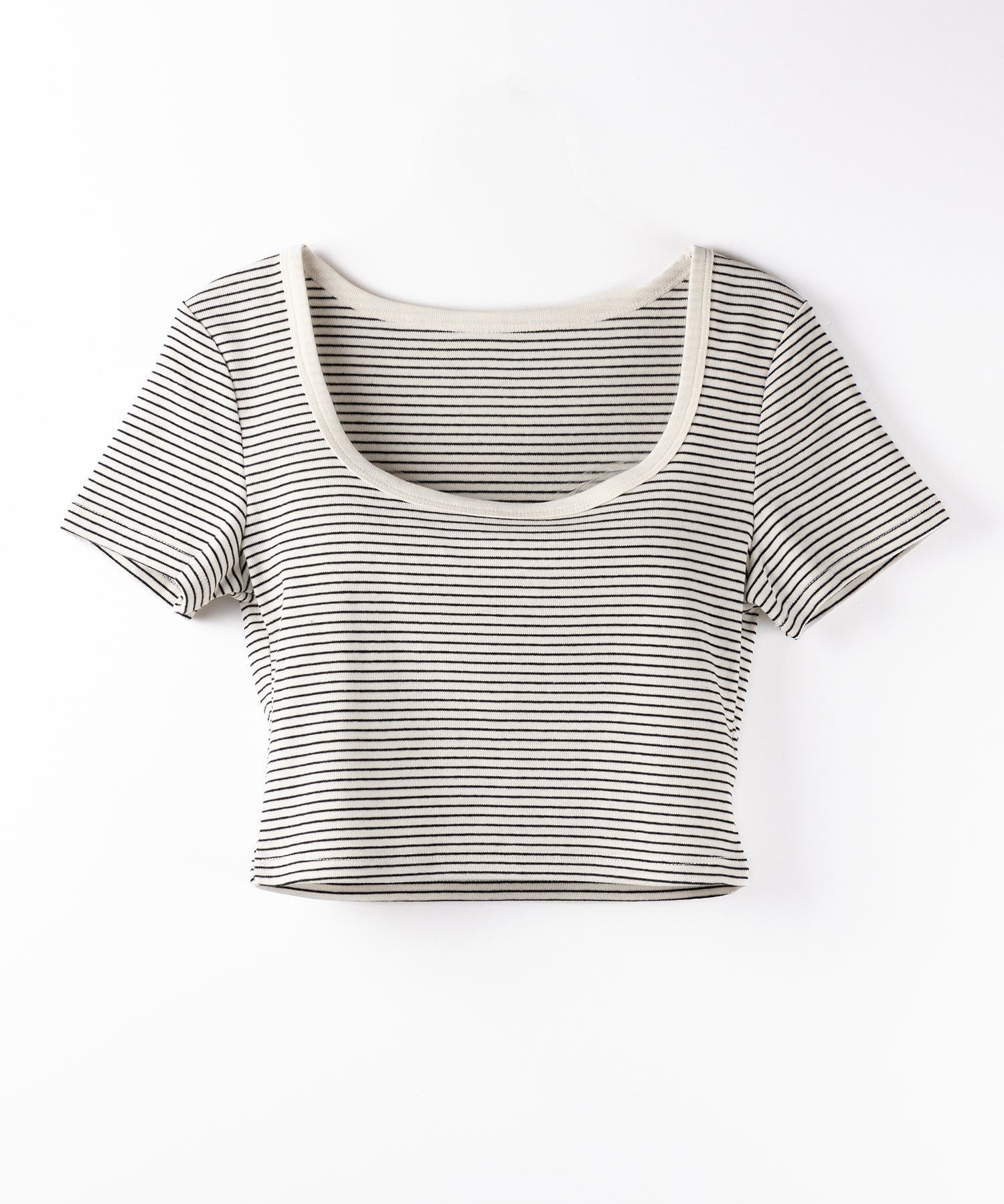 ピンボーダースクエアネックショートTシャツ / pin border square neck short T-shirt