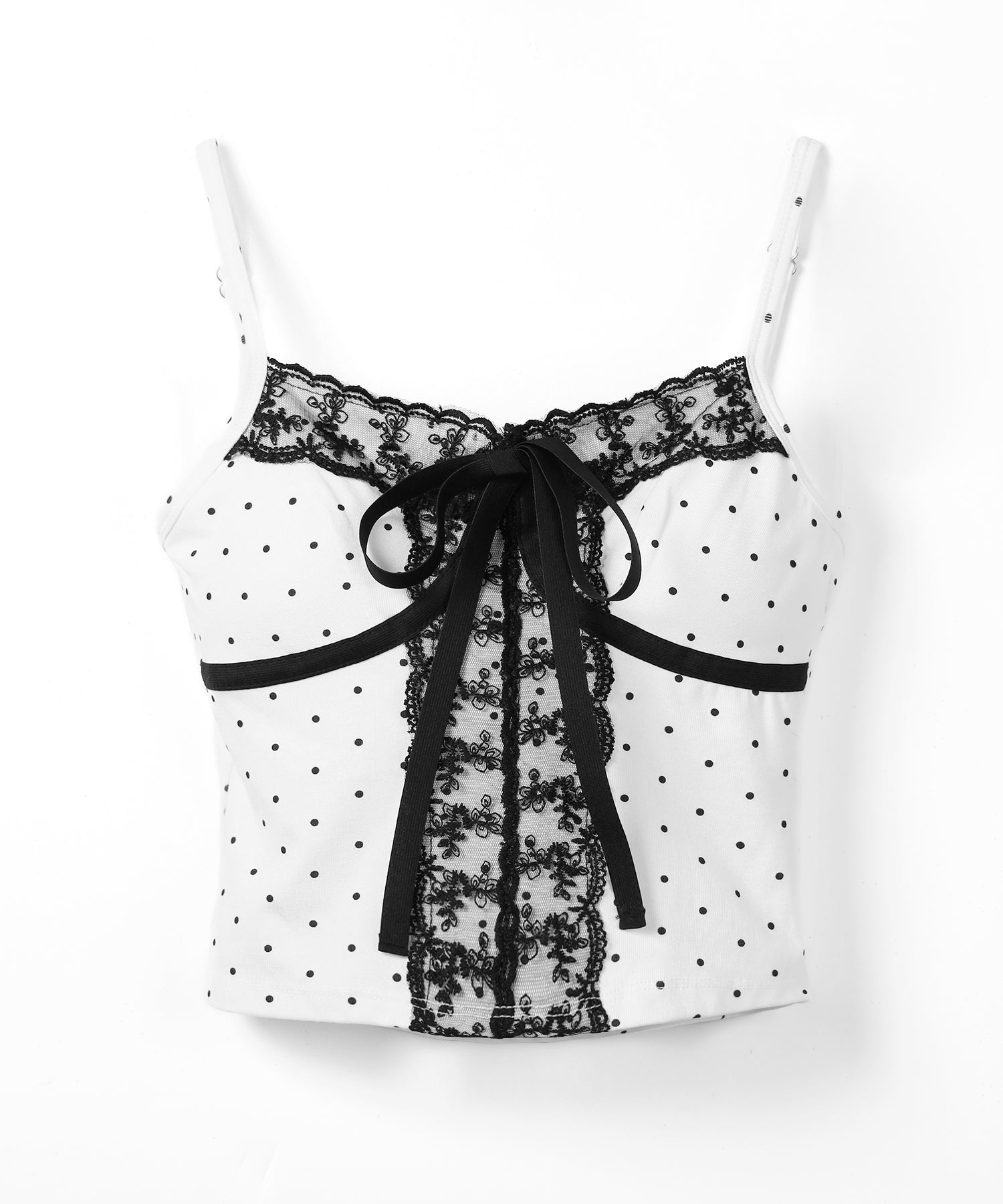 レースドッキングドットリボンキャミソール / lace dockimg dot ribbon camisole