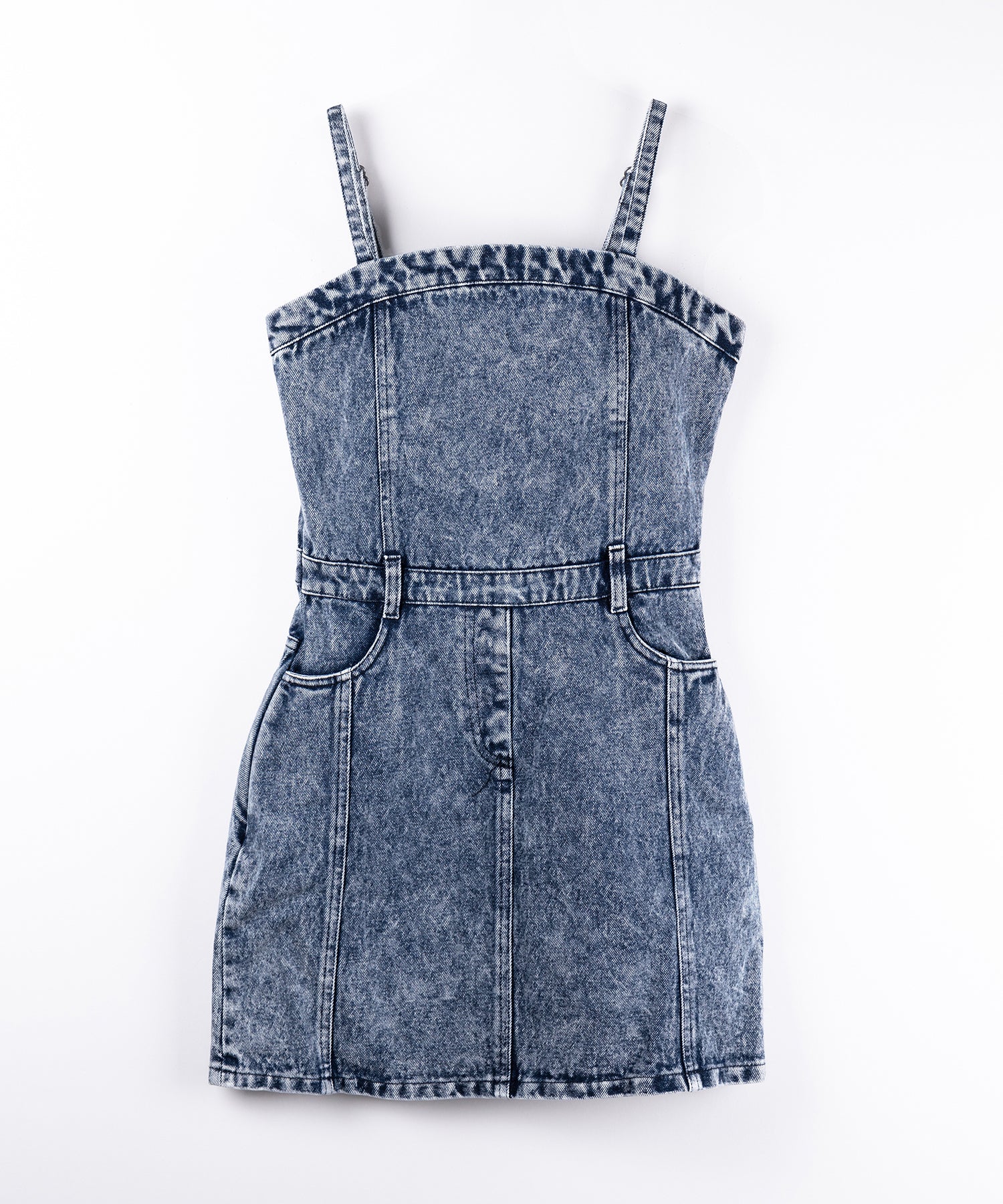 【 セットアップ着用可能 】ヴィンテージケミカルブリーチストラップデニムキャミワンピース / vintage chemical bleach strap denim cami onepiece