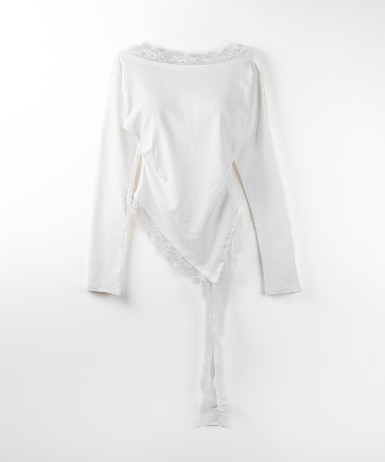 【 2color 】ワンショルダーレースドッキングアシンメトリートップス / one shoulder lace docking asymmetry tops