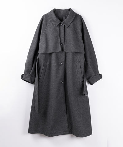 【 ウエストマークベルトSET 】2WAY ステンカラーレディメルトンロングコート / 2WAY soutien collar lady melton long coat
