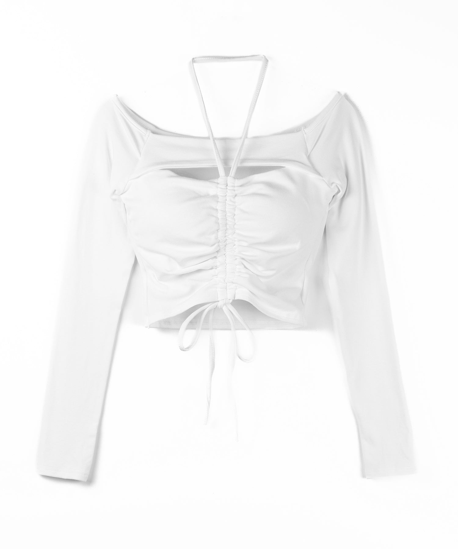 裏起毛カットアウトシャーリングぴちカットソートップス / urakimo cutout shirring pichi cutsew tops