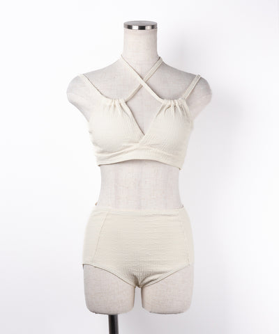 【 レディース水着/2点セット 】2WAY フロントリボンクロスネックセパレートビキニ / 2WAY front ribbon cross neck separate bikini
