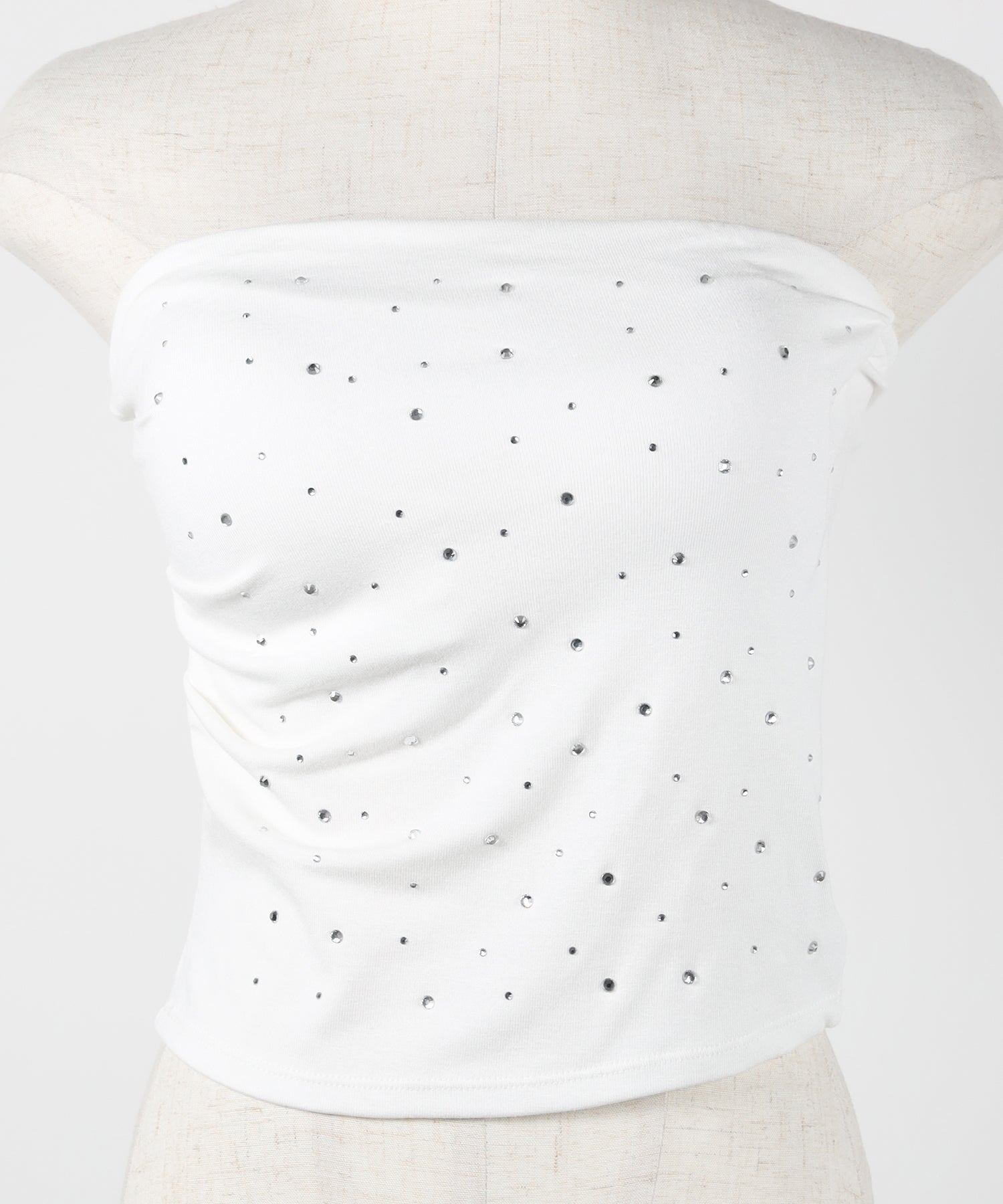 ラインストーンスリムフィットベアトップ / Rhinestone slim fit bare top