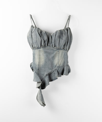 【 2点セット 】ヴィンテージデニムビスチェ & レイヤードTシャツセット / vintage denim bustier & layered T-shirts set