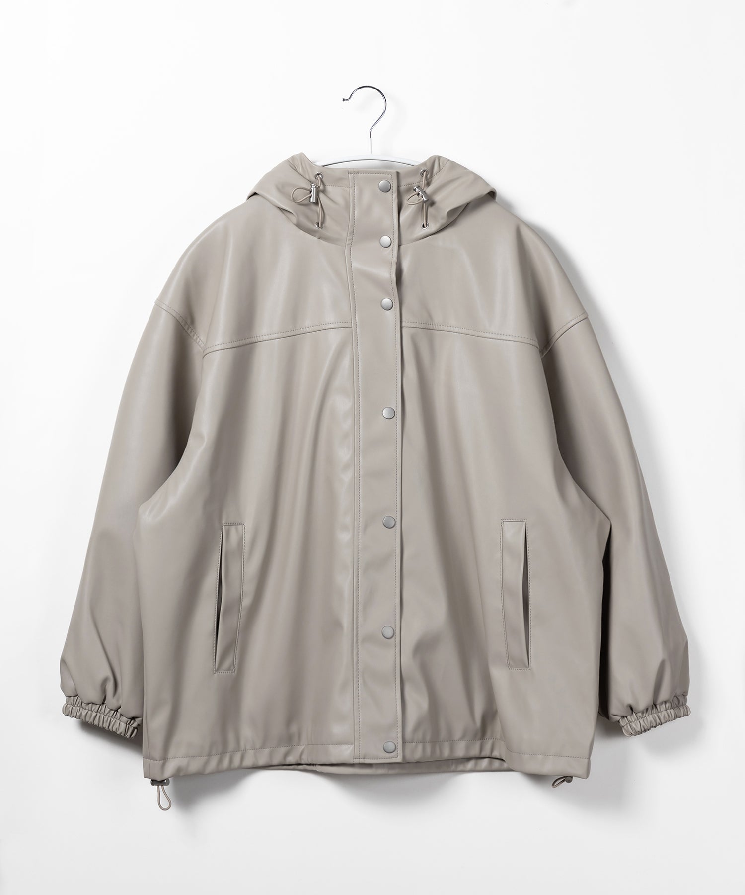 【 裾が絞れる2WAY / 3color 】フェイクレザービッグシルエットマウンテンパーカー
