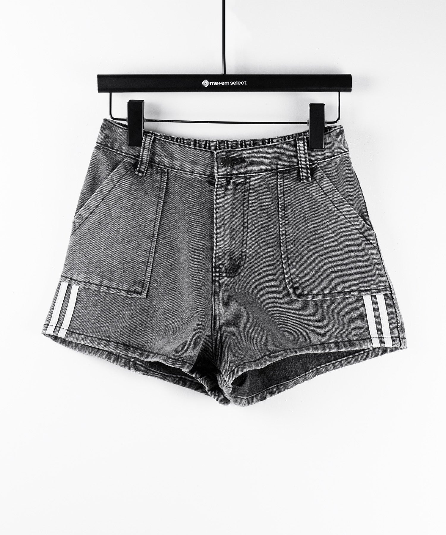 【 2color 】サイドラインハイウエストデニムショートパンツ / sideline highwaist denim short pants