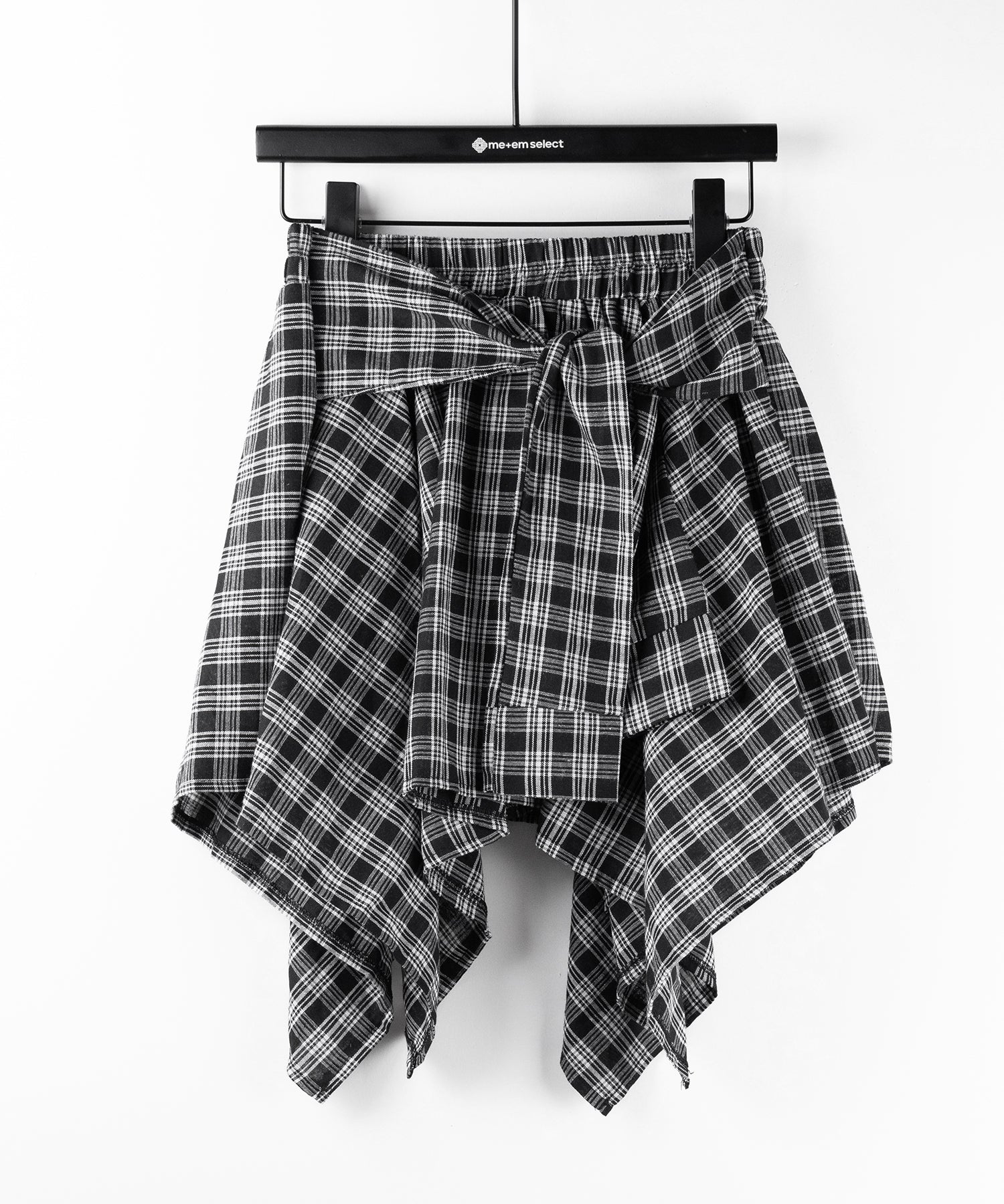 【 選べる2素材/インナーパンツ裏地付 】シャツレイヤードチェックミニスカート / shirt layered check mini skirt