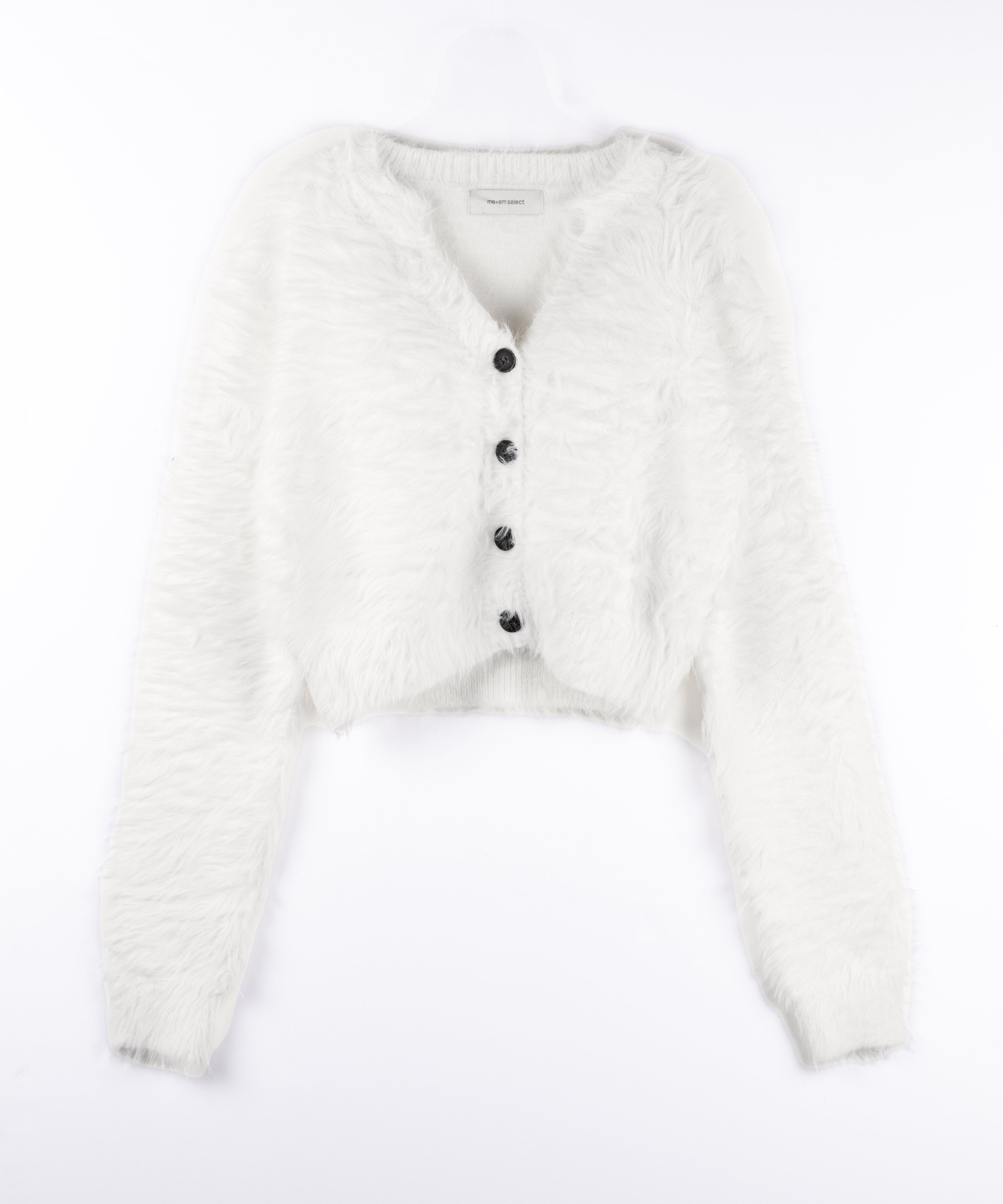 ブラックボタンショートシャギーニットカーディガン / black button short shaggy knit cardigan