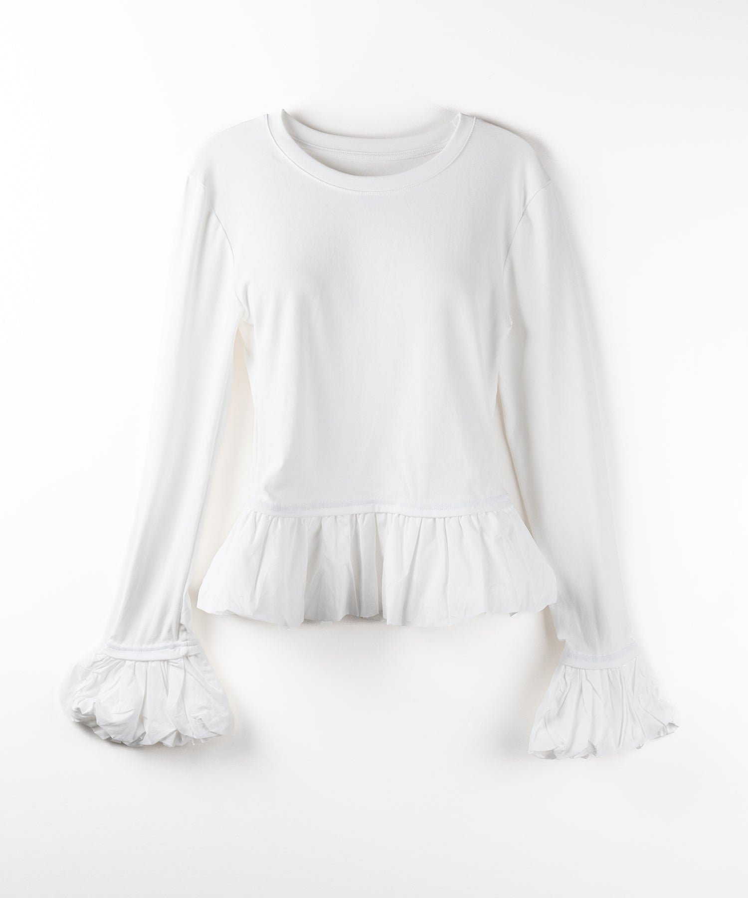 【 2color 】裾バルーンフリルカットソートップス / hem balloon frill cutsew tops