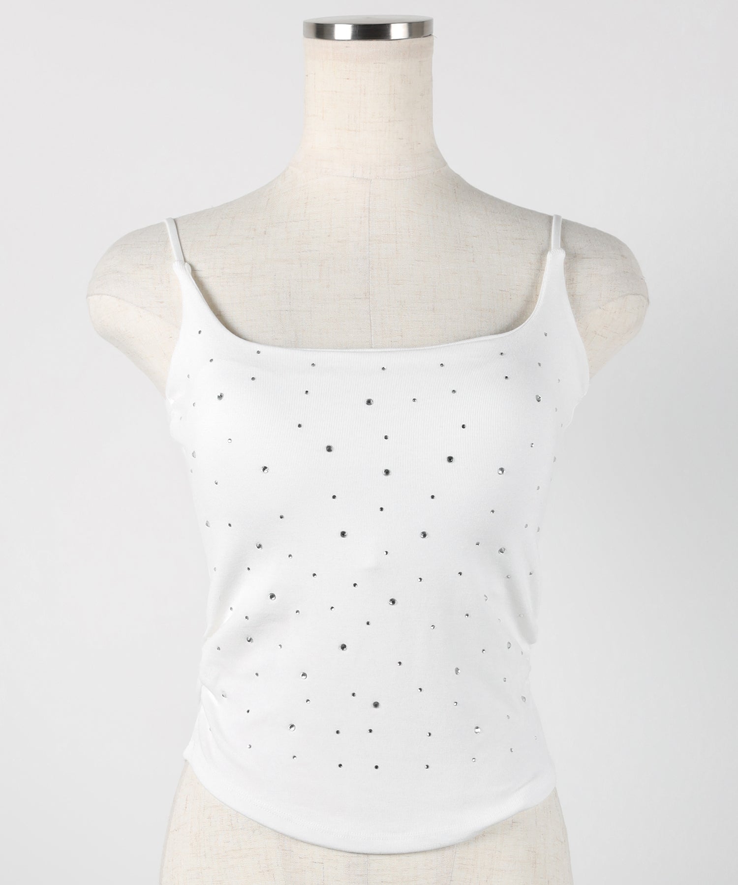 ラインストーンスクエアネックスリムキャミソール / Rhinestone square neck slim camisole