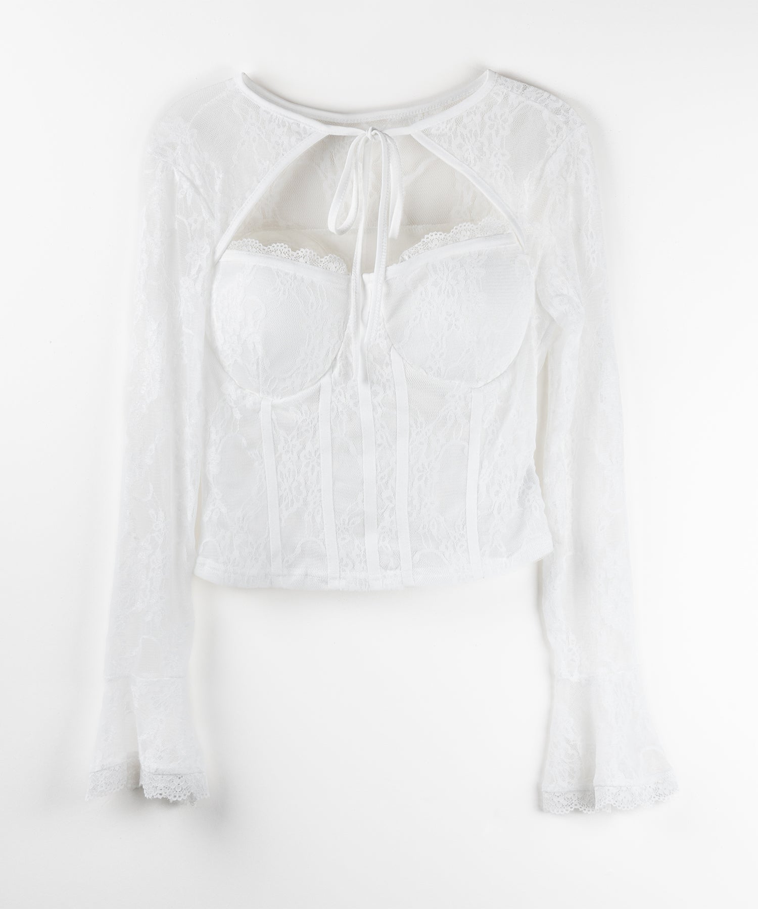 【 2color 】チョーカーネックリボンコルセットレーストップス / choker neck ribbon corset lace tops