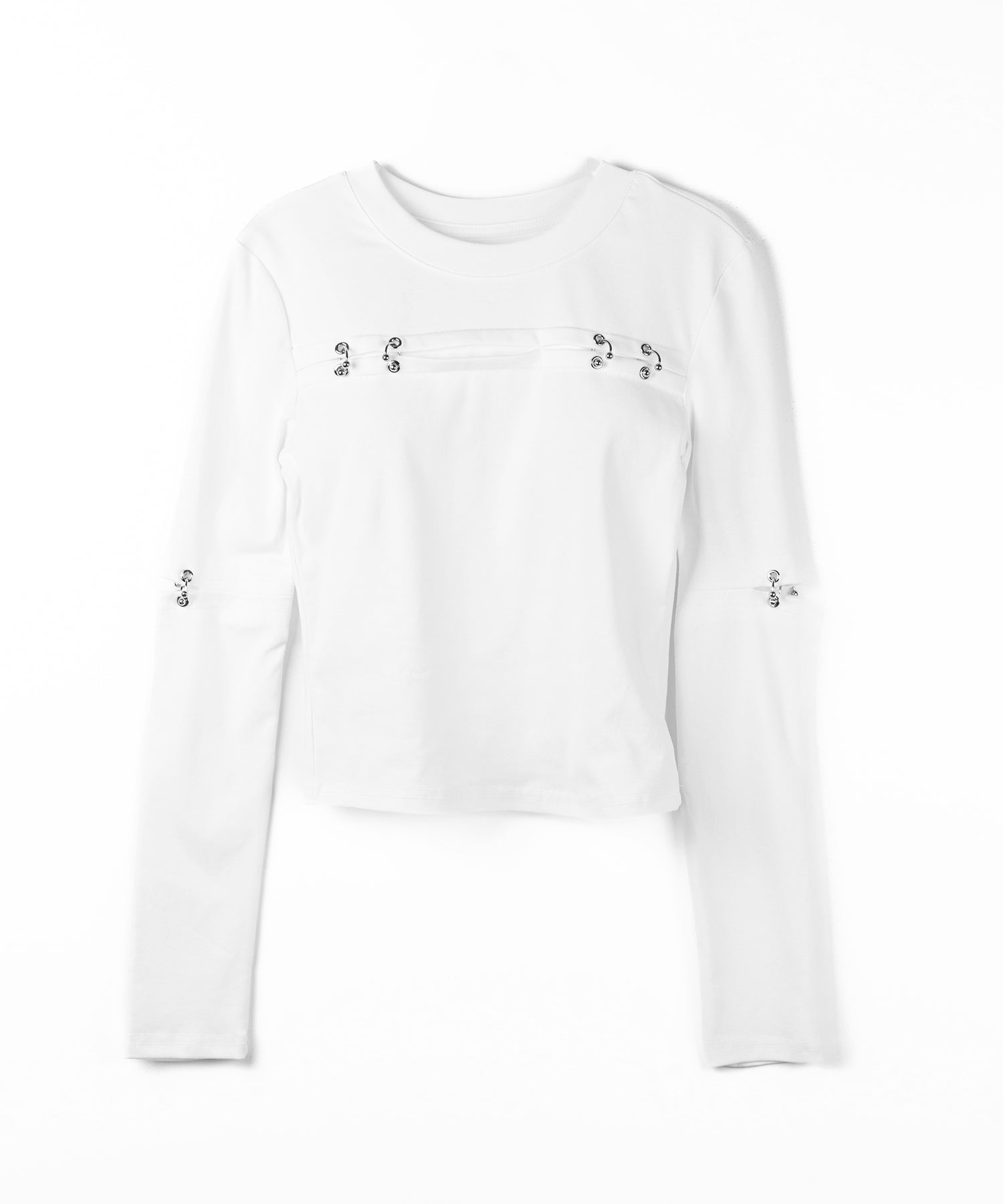 ピアッシングカットアウトスリムロンT/ piercing cutout slim long sleeve T-shirts