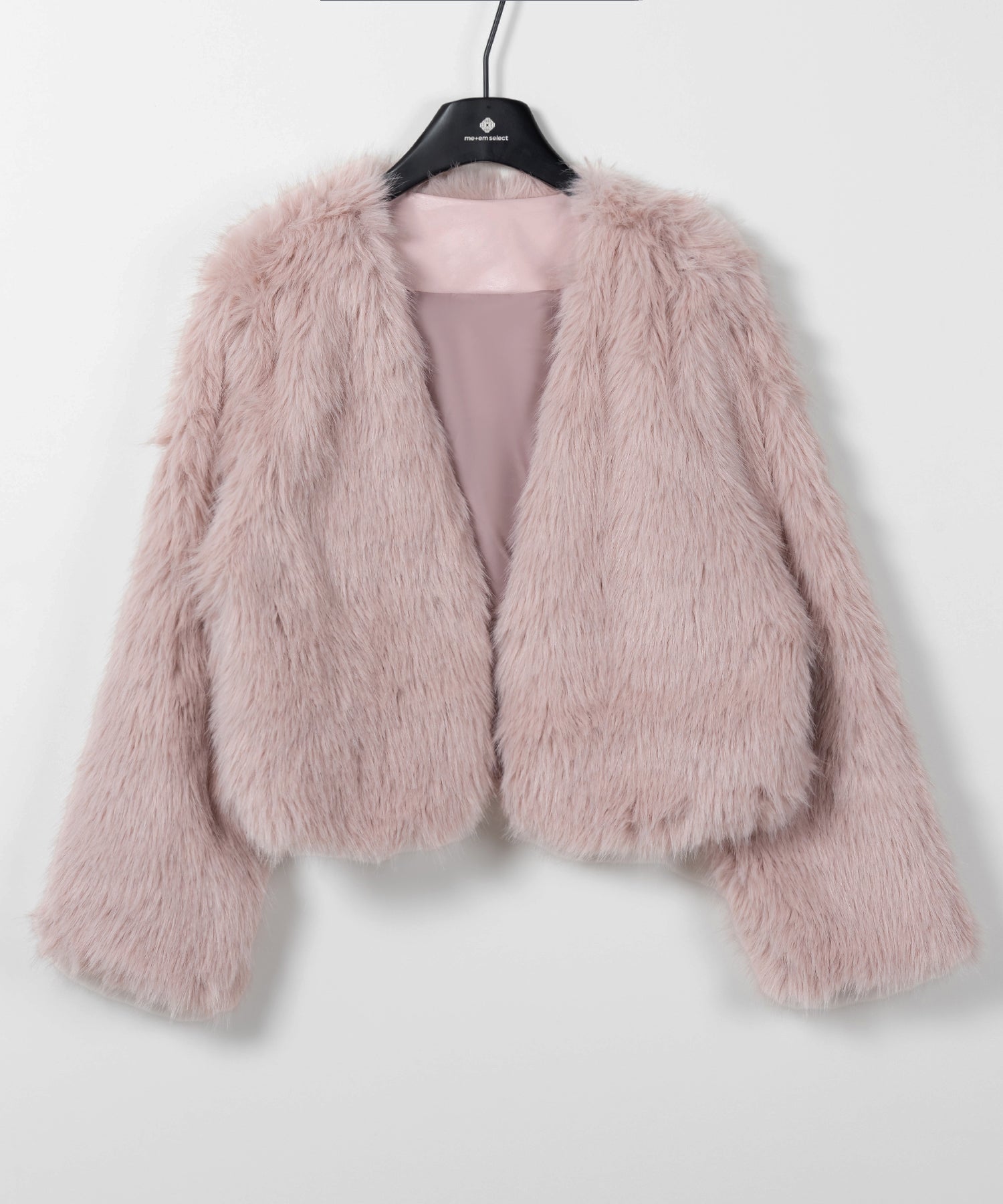 ノーカラーショートフェイクファーコート