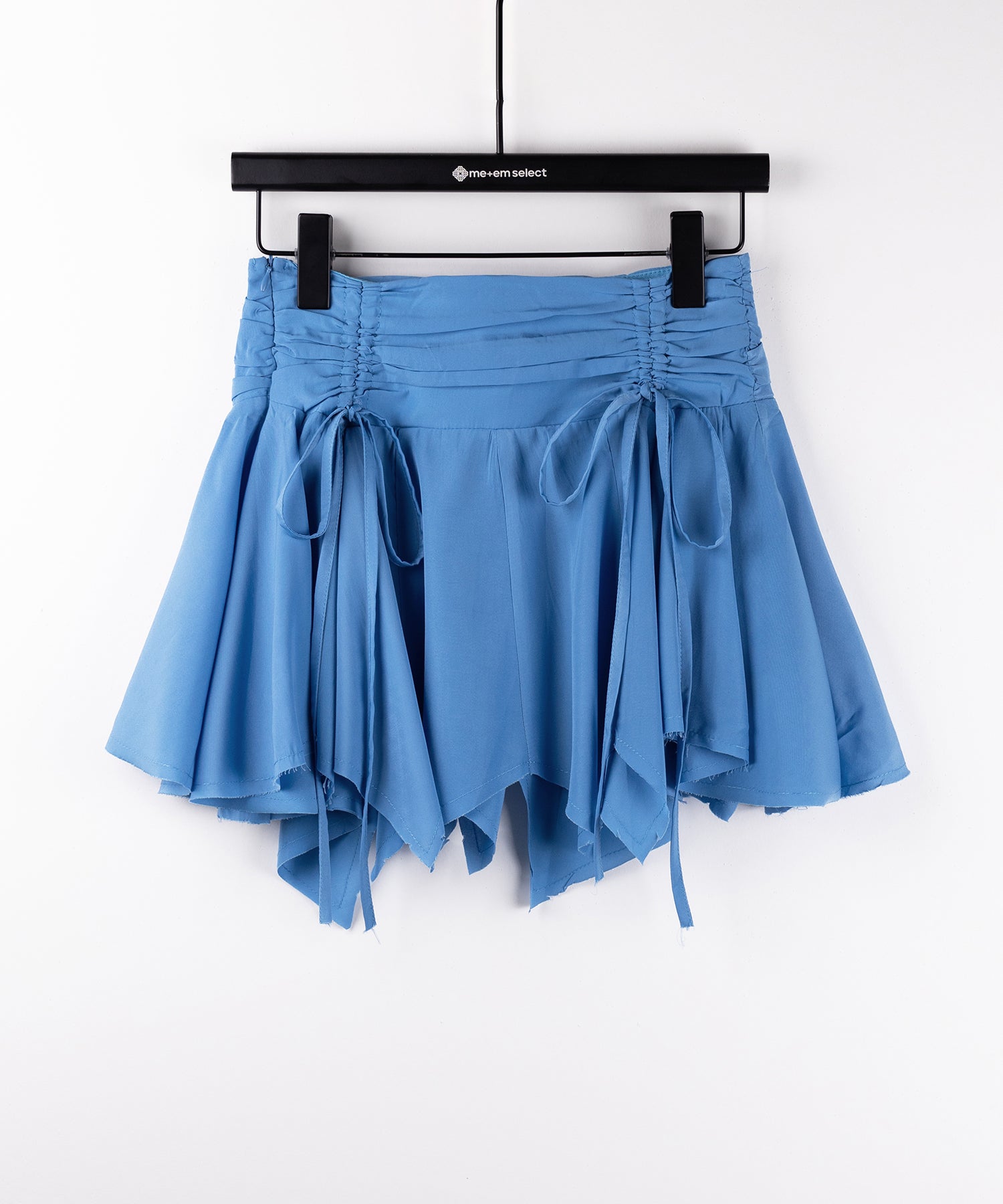 【 2color / 2size 】シャーリングダブルリボンアシンメトリーフリルミニスカート / shirrin double ribbon asymmetry frill mini skirt