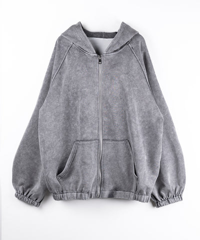 ピグメントヴィンテージ加工ジップアップパーカー / Pigment vintage zip-up hoodie
