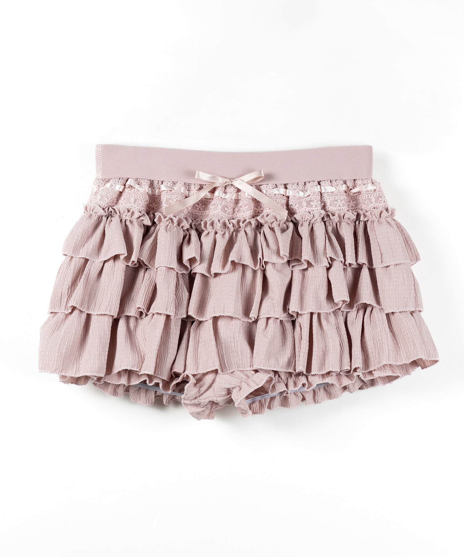 【インパン裏地付 】リボンティアードフリルミニスカート / ribbon tiered frill mini skirt