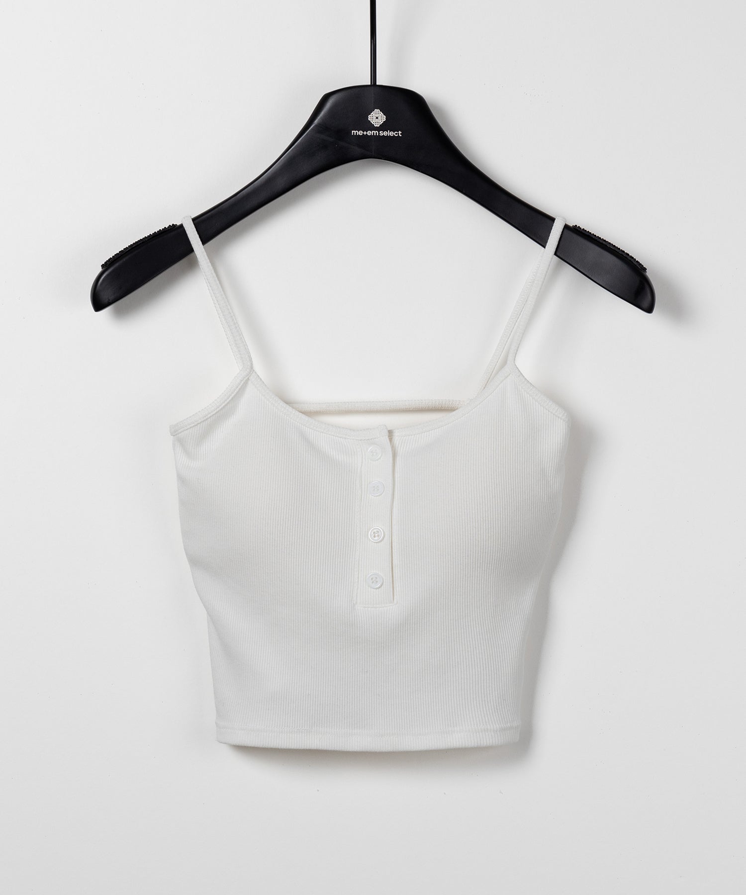 【 カップ付き 】フロントボタンヘンリーネックショートリブキャミソール / front button henry neck short rib camisole