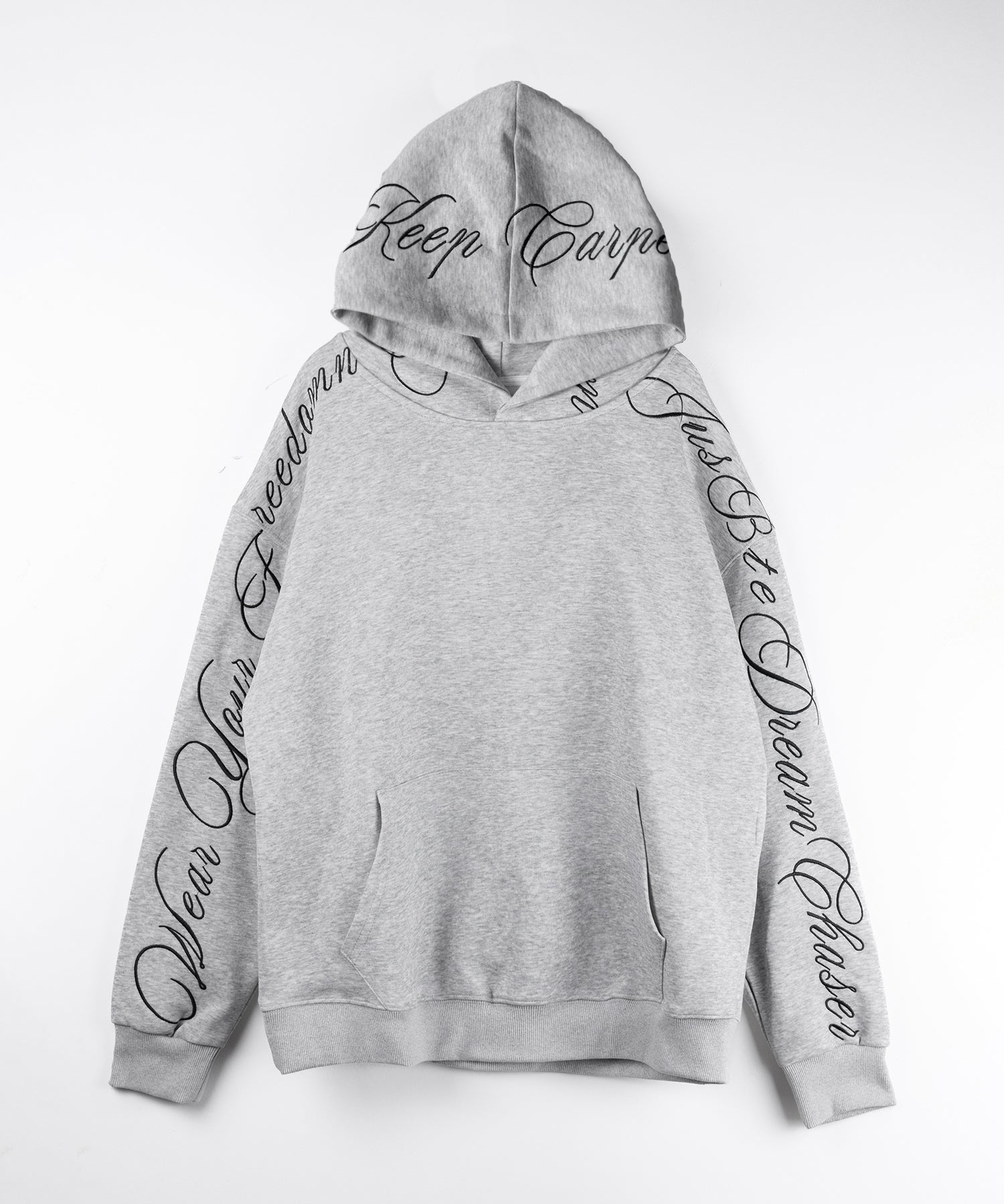 レタリングロゴ刺繍オーバースウェットパーカー /lettering logo embroidery over sweat hoodie