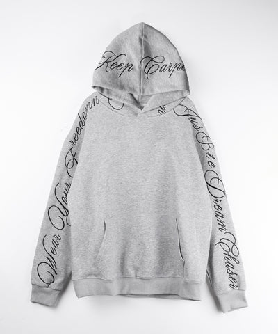 レタリングロゴ刺繍オーバースウェットパーカー /lettering logo embroidery over sweat hoodie