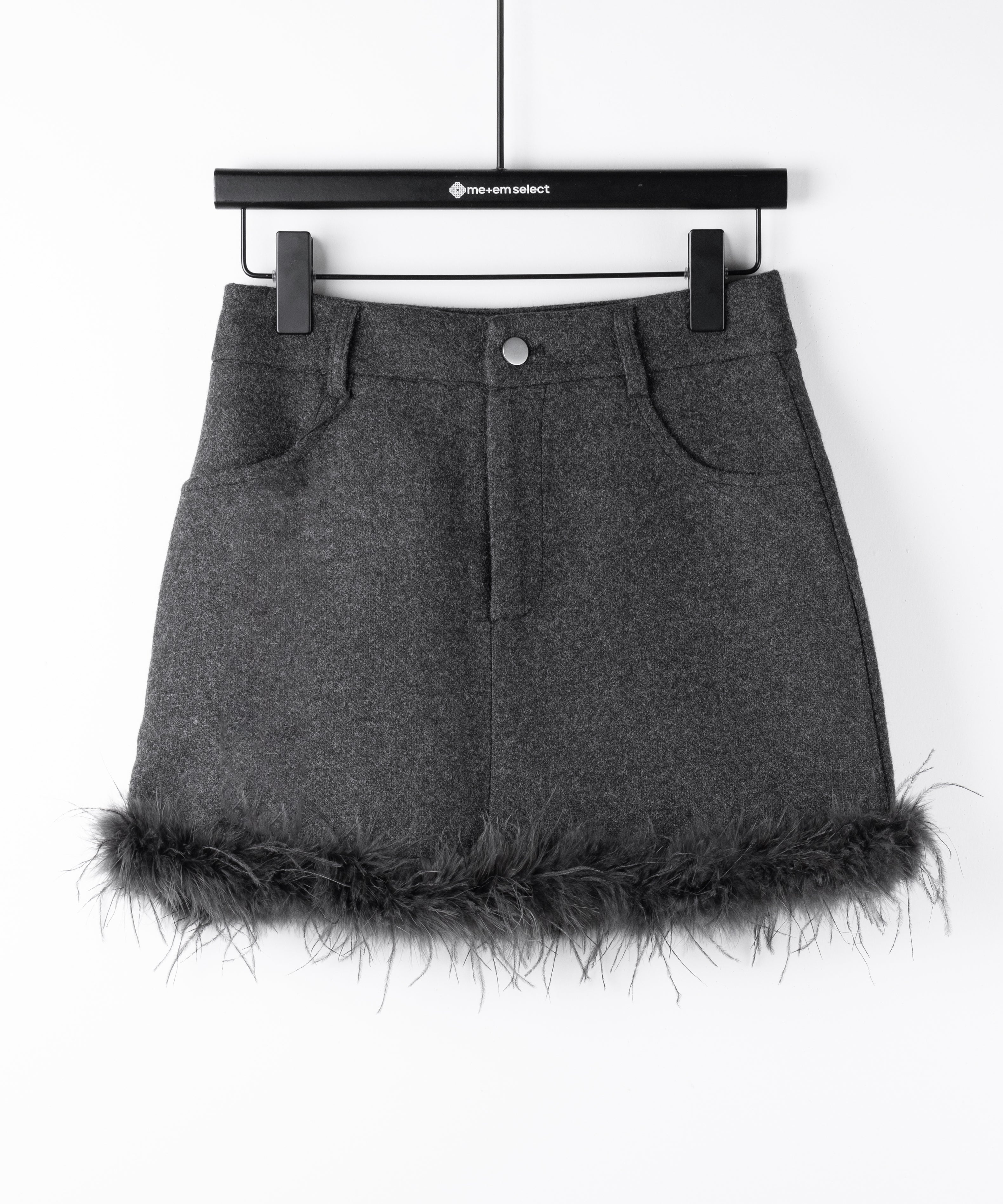 【 インナーパンツ裏地付 】ファードッキングウールライクレディミニスカート / fur docking woollike lady mini skirt